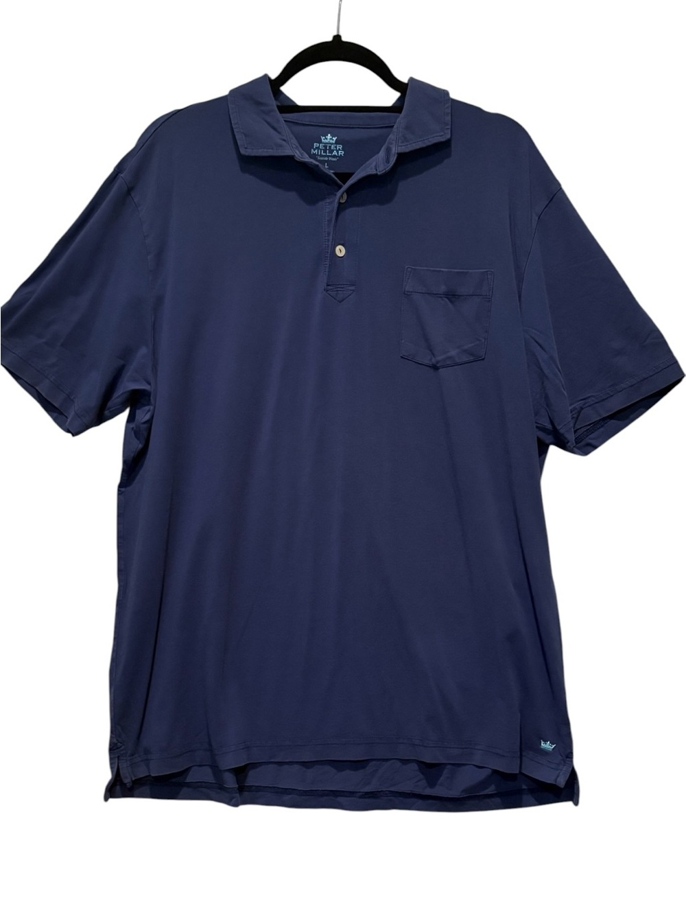 Peter Millar - Men's Seaside Wash Polo, Short Sleeve. Size Large. Navy Blue.